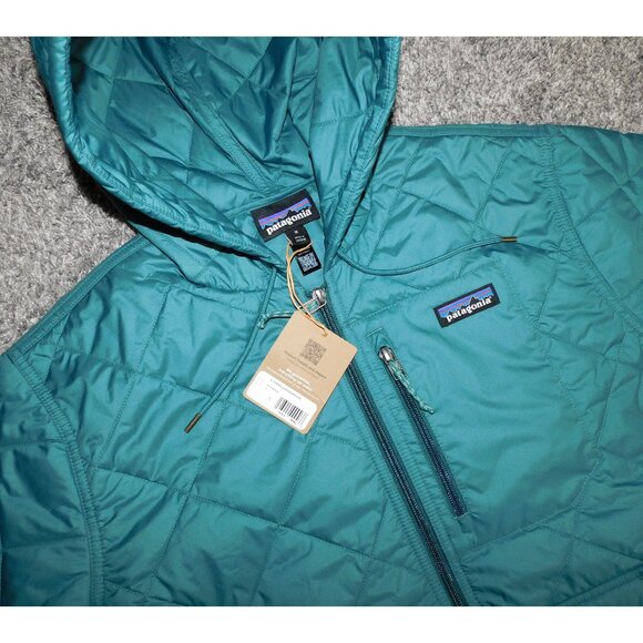 Patagonia Diamond Quilted Bomber Hoody Jacket In Wetland Blue NEW Size M 20695 - Picture 2 of 3